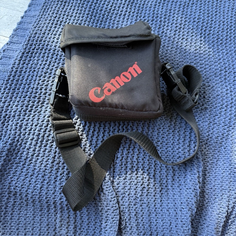 Vintage Canon Camera Bag Black Red Logo Case With Strap 1990s 7" X 6.5" X 3"